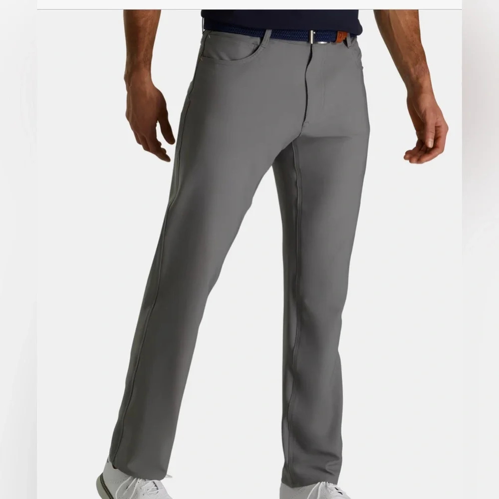 Footjoy Pants Mens 34X32 5 Pocket Performance Golf Athletic Fit FJ Gray Chino